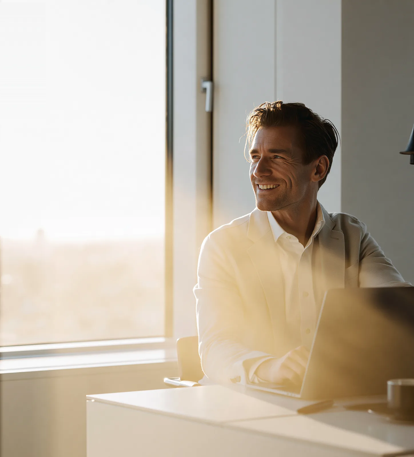 Person at a sunlit desk